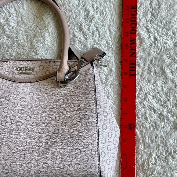 GUESS Blush Pink Allover Logo Monogram Satchel Hand Bag Purse - Picture 12 of 13